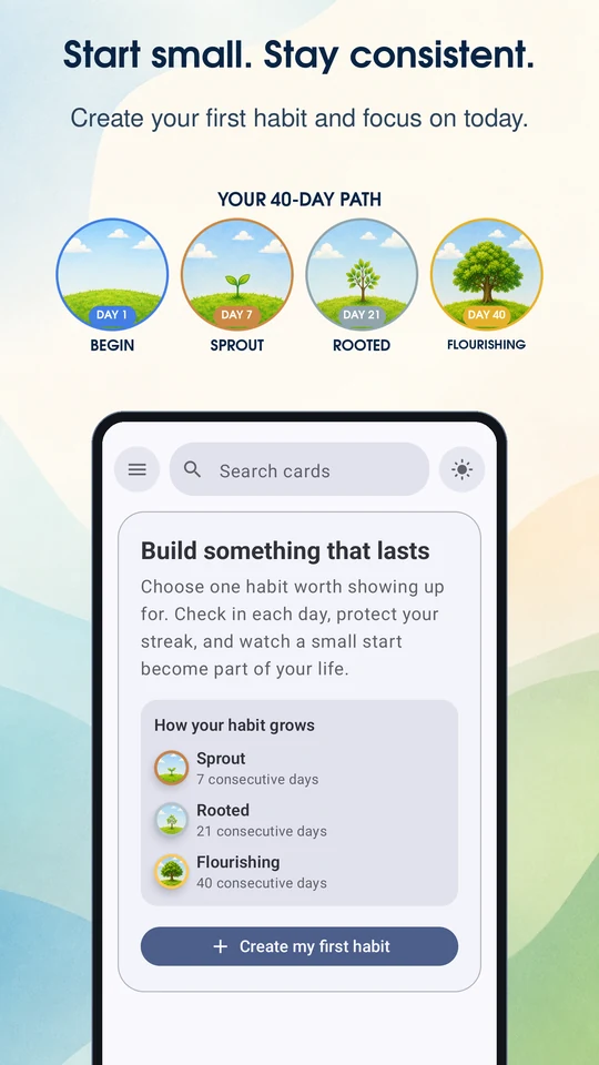 Start small. Stay consistent. Create your first habit and explore the growth milestones.